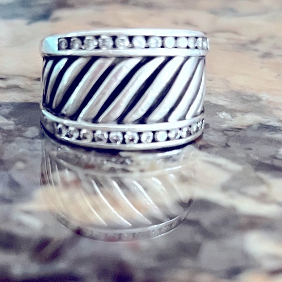 FLASH SALE!🍁DAVID YURMAN SILVER ICE 🍂Diamond Cigar Band Ring! Size 6! EUC! - Picture 1 of 10